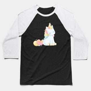 Cute Pastel Unicorn Blepp Baseball T-Shirt